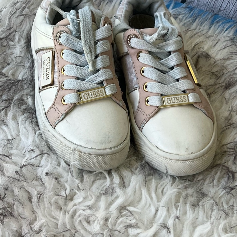 Guess White and Pink Casual Sneakers